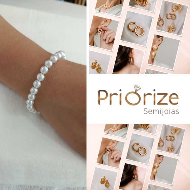 Pulseira Feminina de Pérolas Clássica Delicada